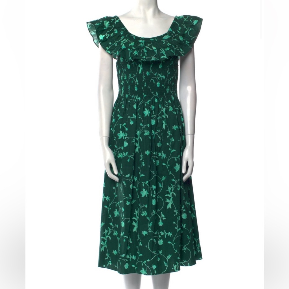 Hill House Green Floral Midi Dress